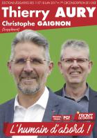 Affiche de campagne de Thierry Aury et Christophe Gaignon aux Législatives 2017 - 1re circonscription de l'Oise, 18 mai 2017
