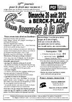 Tract pour la journée à la mer 2012-Version Clermont - Berck-Plage, 26 août 2012