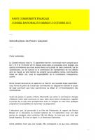 Introduction de Pierre Laurent - CN, 13 octobre 2012