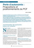 Perte d’autonomie :  Propositions et positionnements du PCF