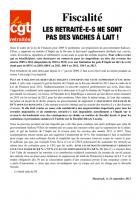 11 octobre, Paris - Rassemblement unitaire des retraités-Tract Fiscalité : les retraité-e-s ne sont pas des vaches à lait !