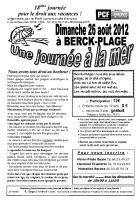 Tract pour la journée à la mer 2012-Version Montataire - Berck-Plage, 26 août 2012