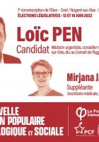 Bulletin de vote Nupes « Loïc Pen & Mirjana Jakovljevic » - 7e circonscription de l'Oise, 12 & 19 juin 2022