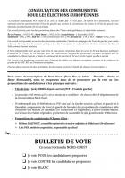 Consultation des communistes de l'Oise pour les élections européennes 2014-le bulletin de vote - PCF Oise, du 19 au 25 avril 2014