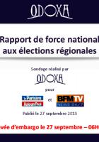 Sondage Odoxa « Rapport de force national aux élections régionales » - Septembre 2015
