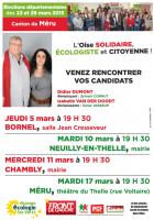 Affiche annonçant les rencontres avec les candidats OSEC60 du canton de Méru - Départementales 2015