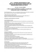 Relevé de décisions sur les transformations du Parti - Congrès du PCF Oise, 21 & 22 mai 2016