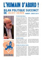 Fiche-bilan politique succinct de Jacky Hénin - Secteur International du PCF, avril 2014