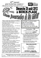 Tract pour la journée à la mer 2012-Version Pont-Sainte-Maxence - Berck-Plage, 26 août 2012