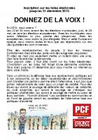 Inscription sur les listes électorales jusqu'au 31 décembre 2013 - DONNEZ DE LA VOIX !