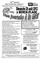 Tract pour la journée à la mer 2012-Version Valois - Berck-Plage, 26 août 2012