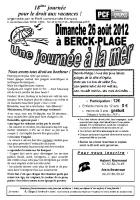 Tract pour la journée à la mer 2012-Version Villers-Saint-Paul - Berck-Plage, 26 août 2012