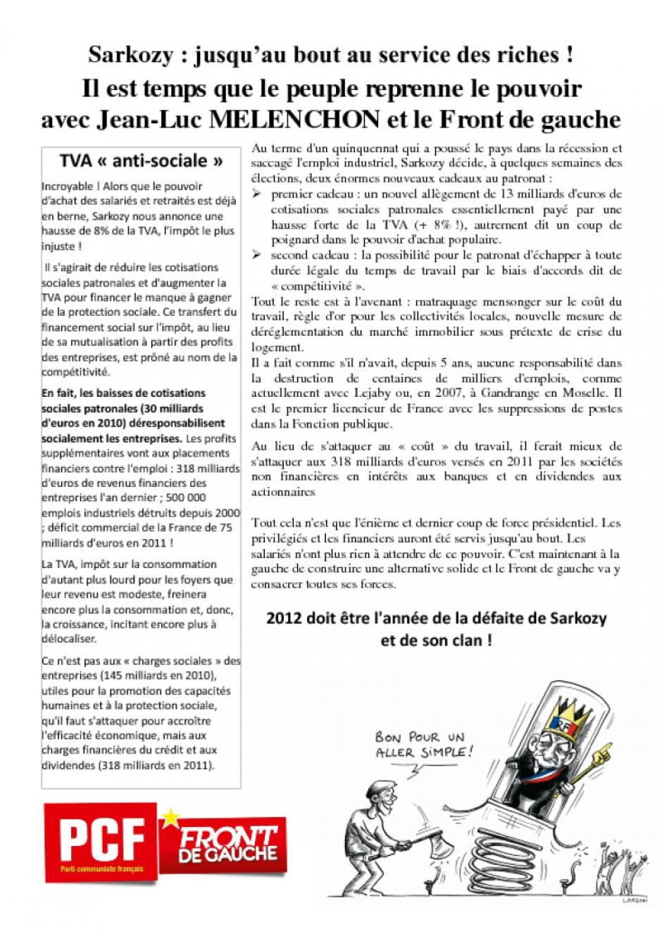 Tract concernant l'emploi et la TVA - Le Thelle, 31 janvier 2012