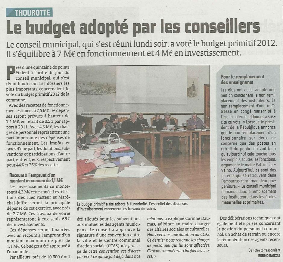 20120201-CP-Thourotte-Le budget adopté par les conseillers-Remplacement des enseignants