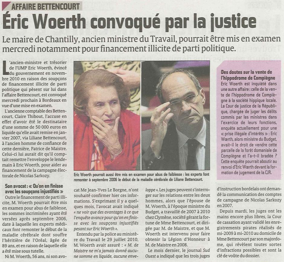 20120202-CP-Affaire Bettencourt, Eric Woerth convoqué par la justice