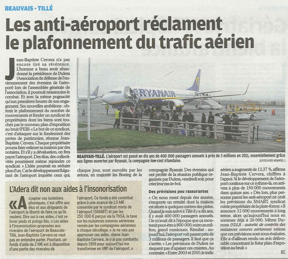 20120206-LeP-Beauvais-Tillé-Les anti-aéroport réclament le plafonnement du trafic aérien