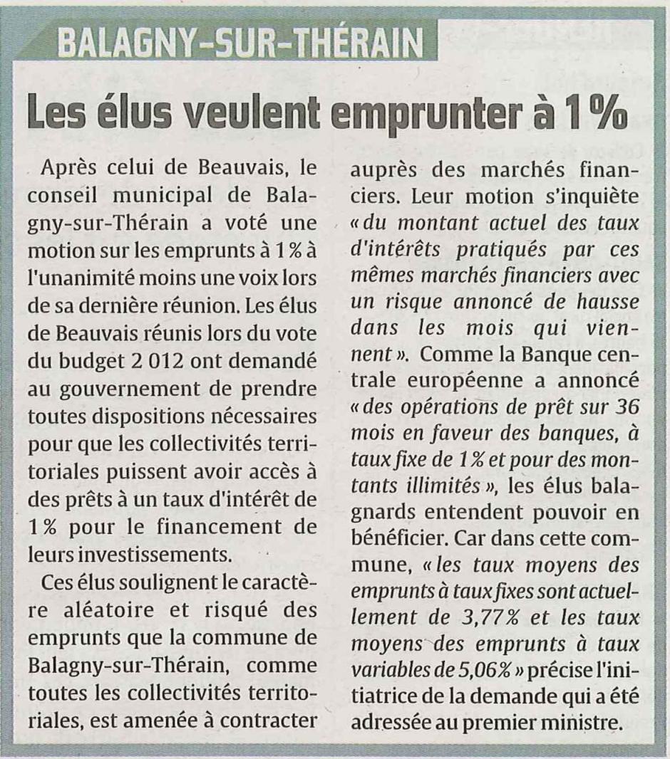 20120207-CP-Balagny-sur-Thérain-Les élus veulent emprunter à 1 %