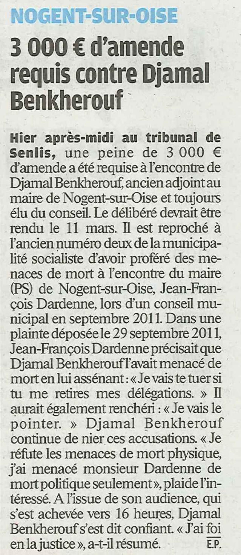 20120209-LeP-Nogent-sur-Oise-3 000 € d'amende requis contre Djamal Benkherouf