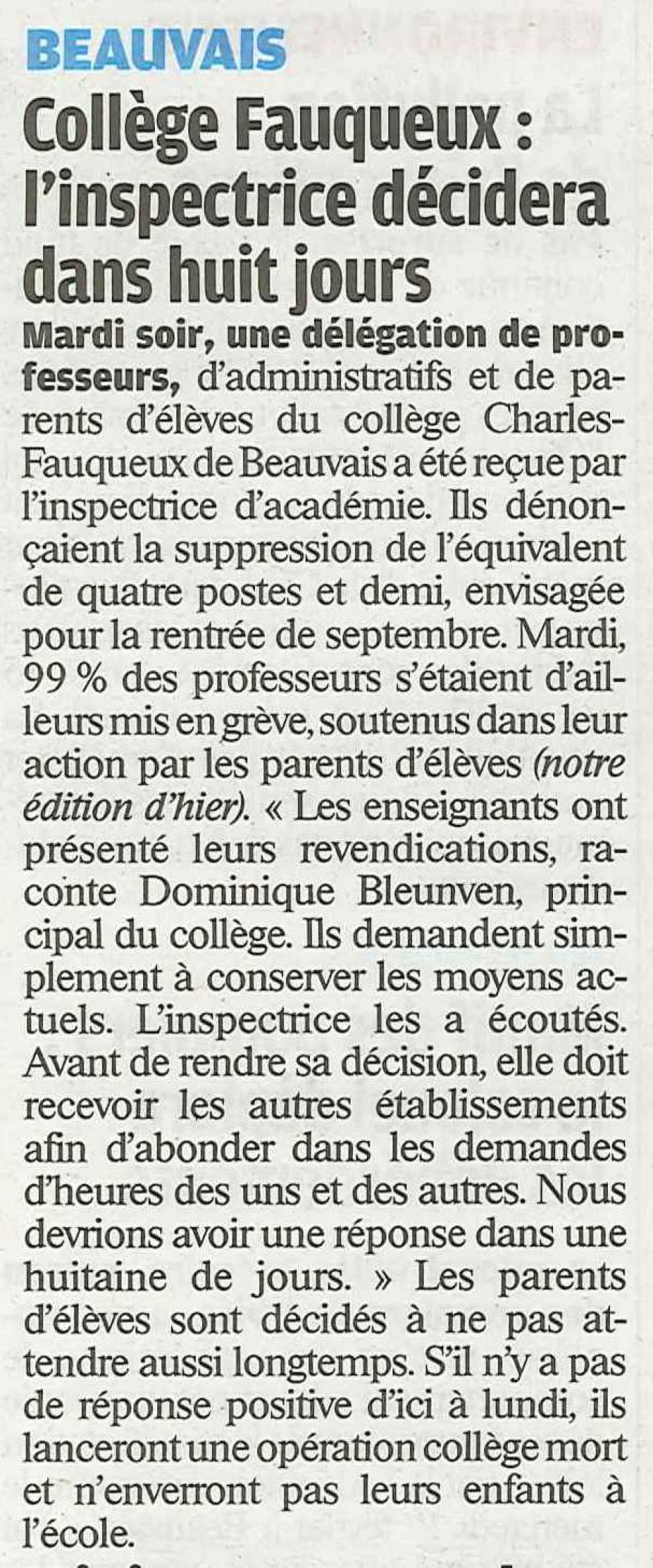 20120209-LeP-Beauvais-Collège Fauqueux, l'inspectrice décidera dans 8 jours