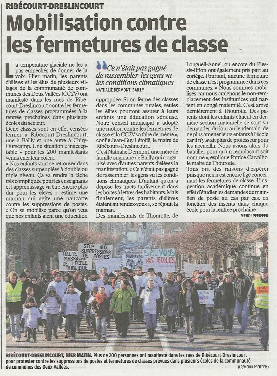 20120212-LeP-Ribécourt-Dreslincourt-Mobilisation contre les fermetures de classe