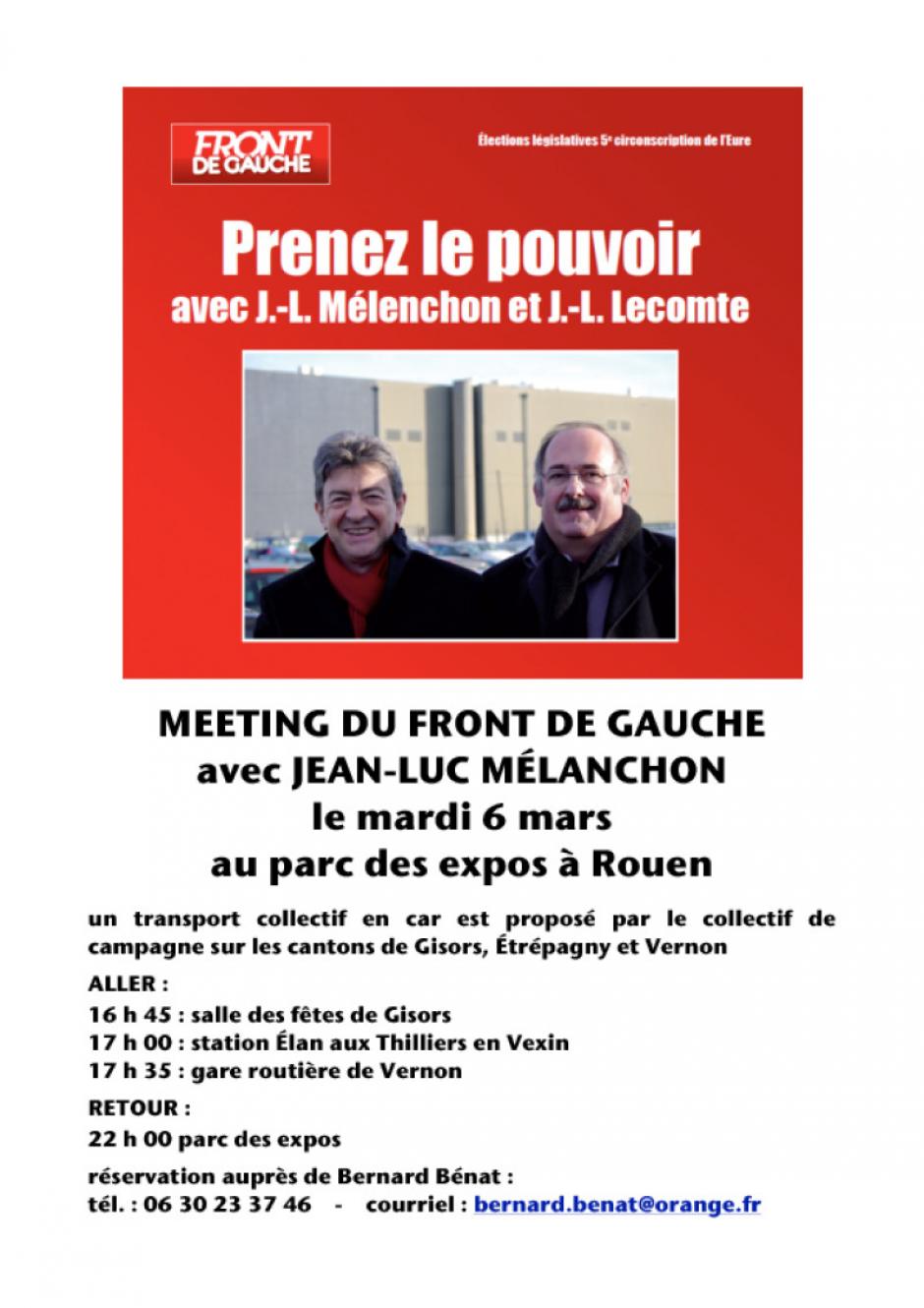 6 mars, Rouen - Meeting de Jean-Luc Mélenchon - Trajet en car