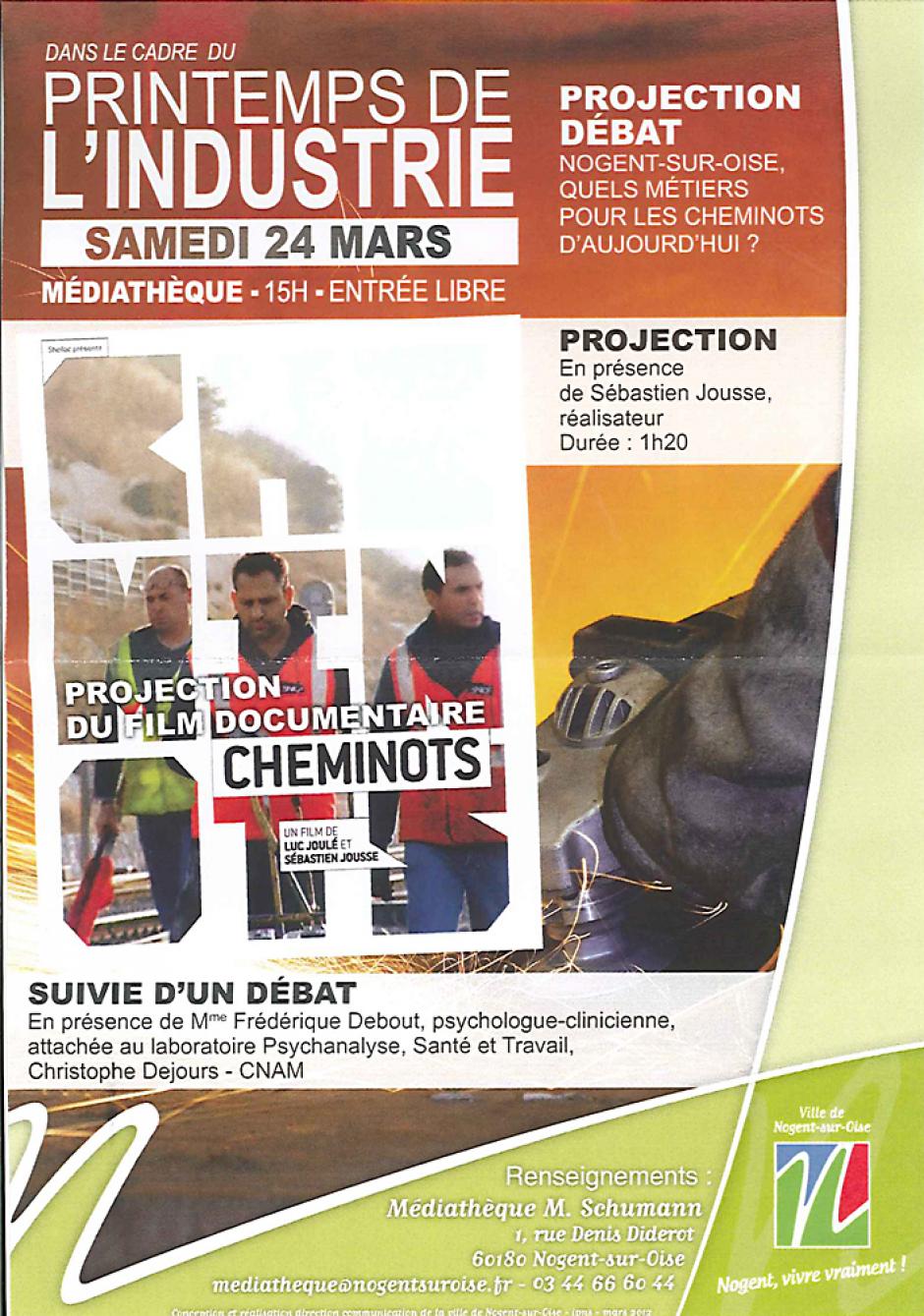 24 mars, Nogent-sur-Oise - Projection-débat « Quels métiers pour les cheminots d'aujourd'hui ? »