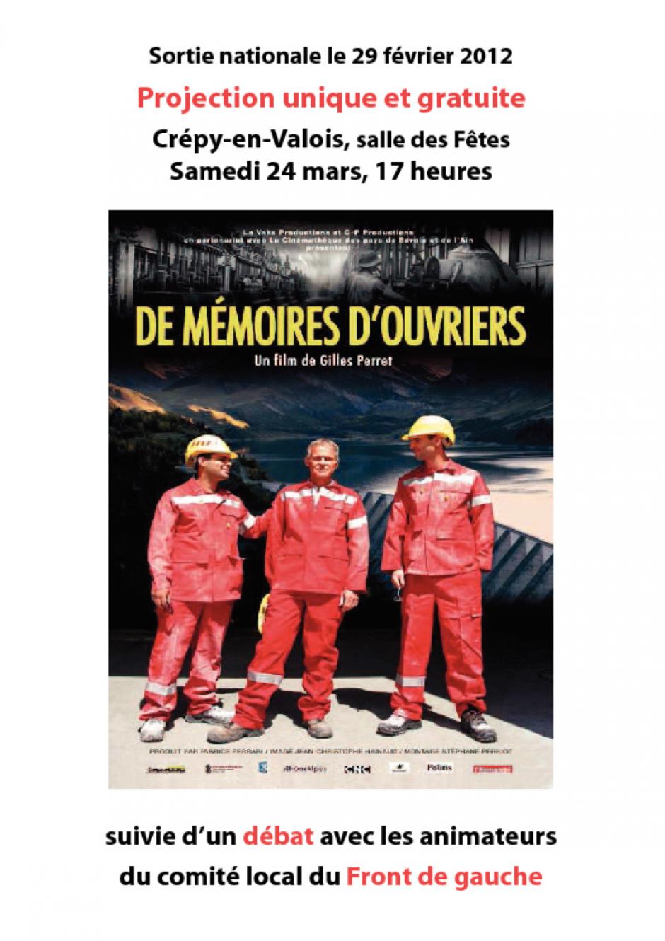 24 mars, Crépy-en-Valois - Projection du film « De mémoires d'ouvriers » suivie d'un débat « Et si les salariés avaient le pouvoir de décision ? »