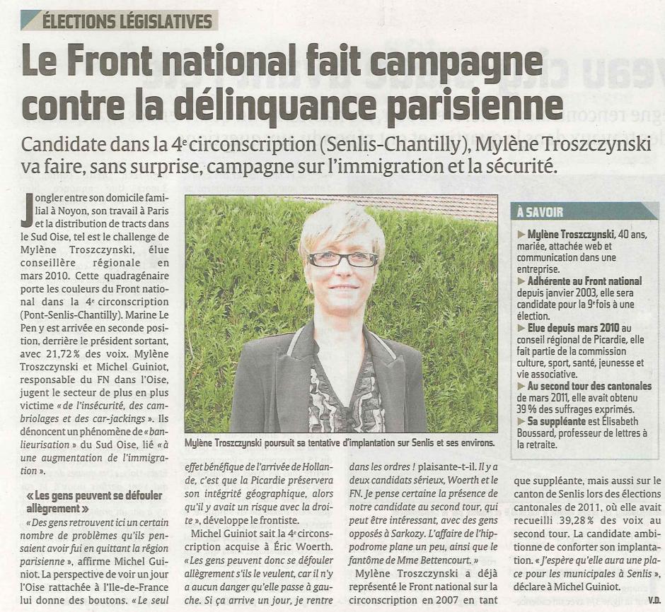 20120518-CP-4e circo-La FN Mylène Troszcynski fait campagne contre la délinquance parisienne