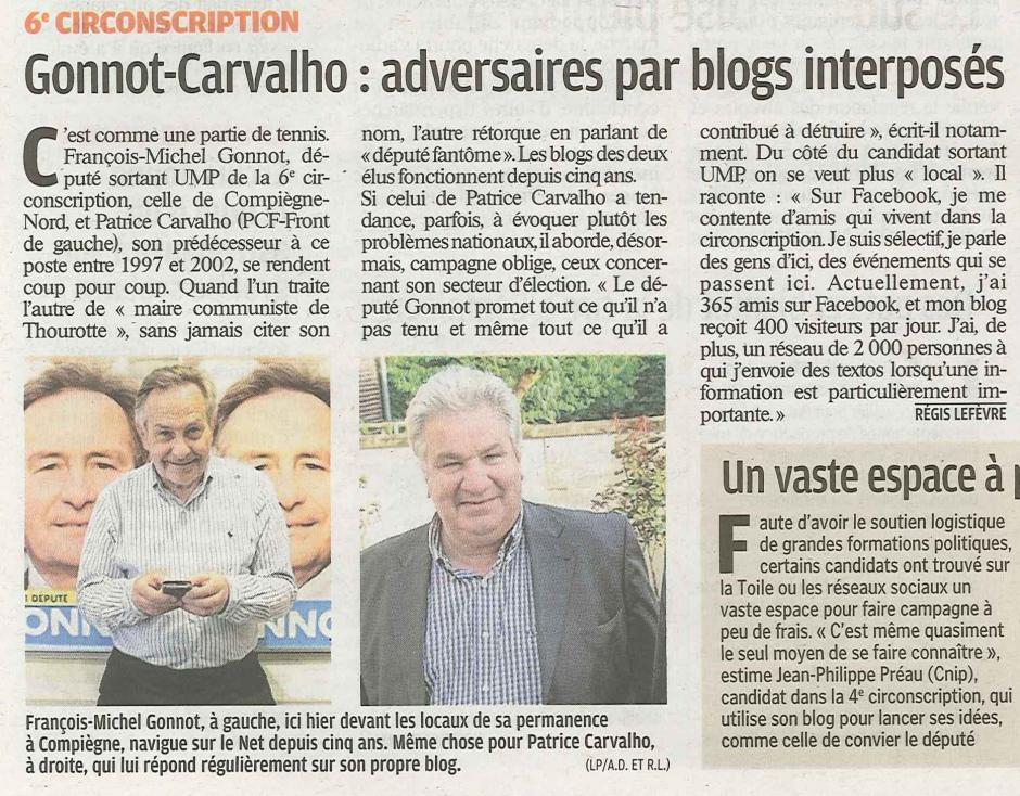 20120529-LeP-6e  circo-Ils font aussi campagne sur le web : Gonnot (UMP)-Carvalho (PCF), adversaires par blogs interposés