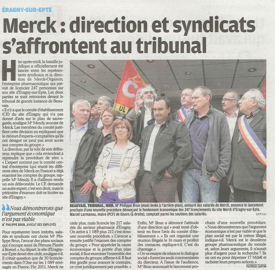 20120605-LeP-Eragny-sur-Epte-Merck : direction et syndicats s'affrontent au tribunal
