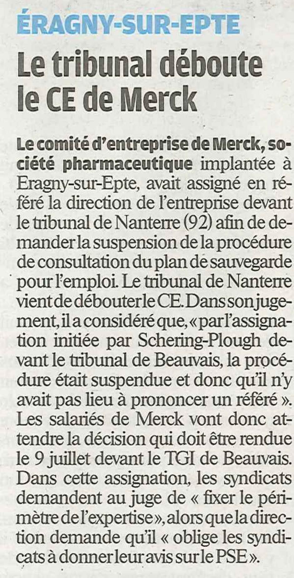 20120614-LeP-Eragny-sur-Epte-Le tribunal de Nanterre déboute le CE de Merck