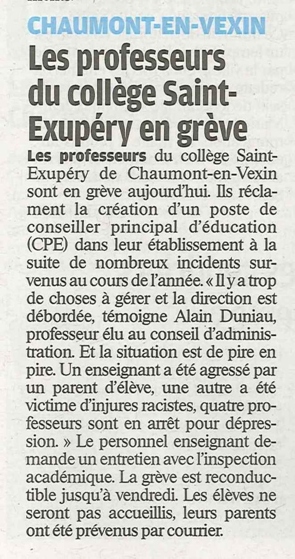20120620-LeP-Chaumont-en-Vexin-Les professeurs du collège en grève pour la création d'un poste de CPE