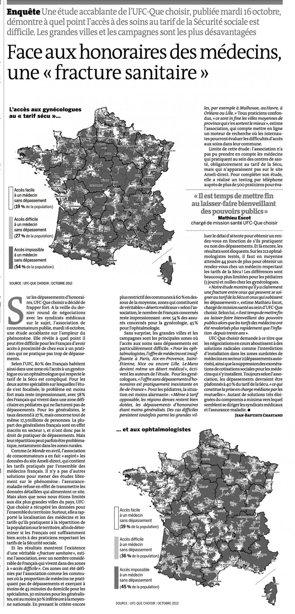 20121017-Le Monde-Face aux honoraires des médecins, une « fracture sanitaire »