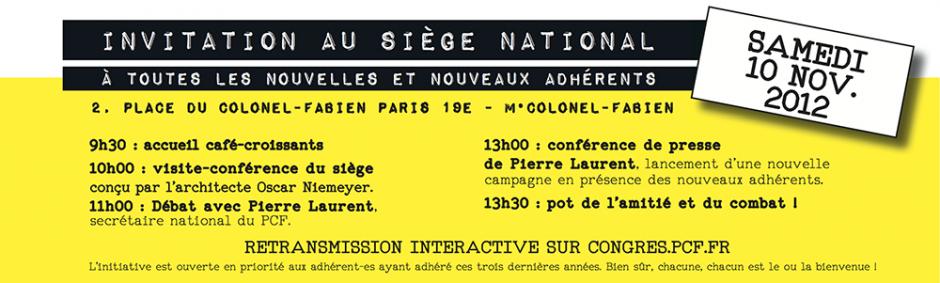 10 novembre 2012, Paris - Invitation au siège national du PCF à toutes les nouvelles et tous les nouveaux adhérents