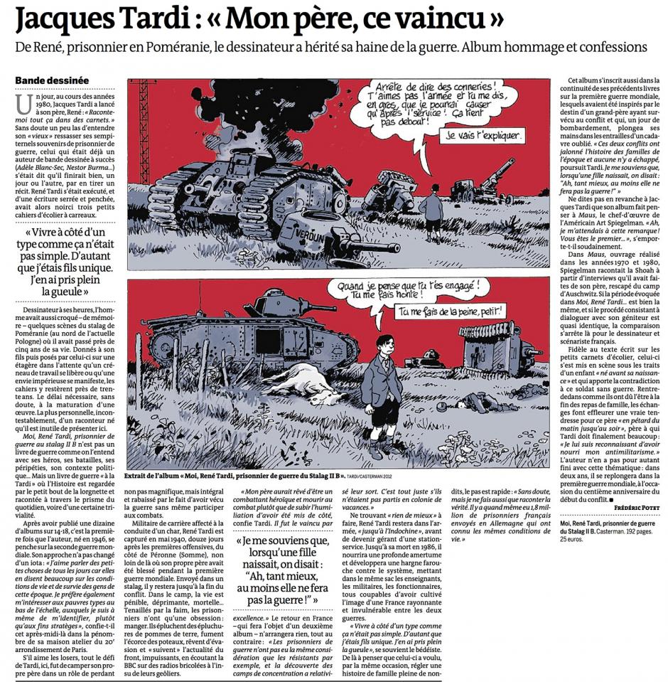 20121123-Le Monde-Jacques Tardi : « Mon père, ce vaincu »