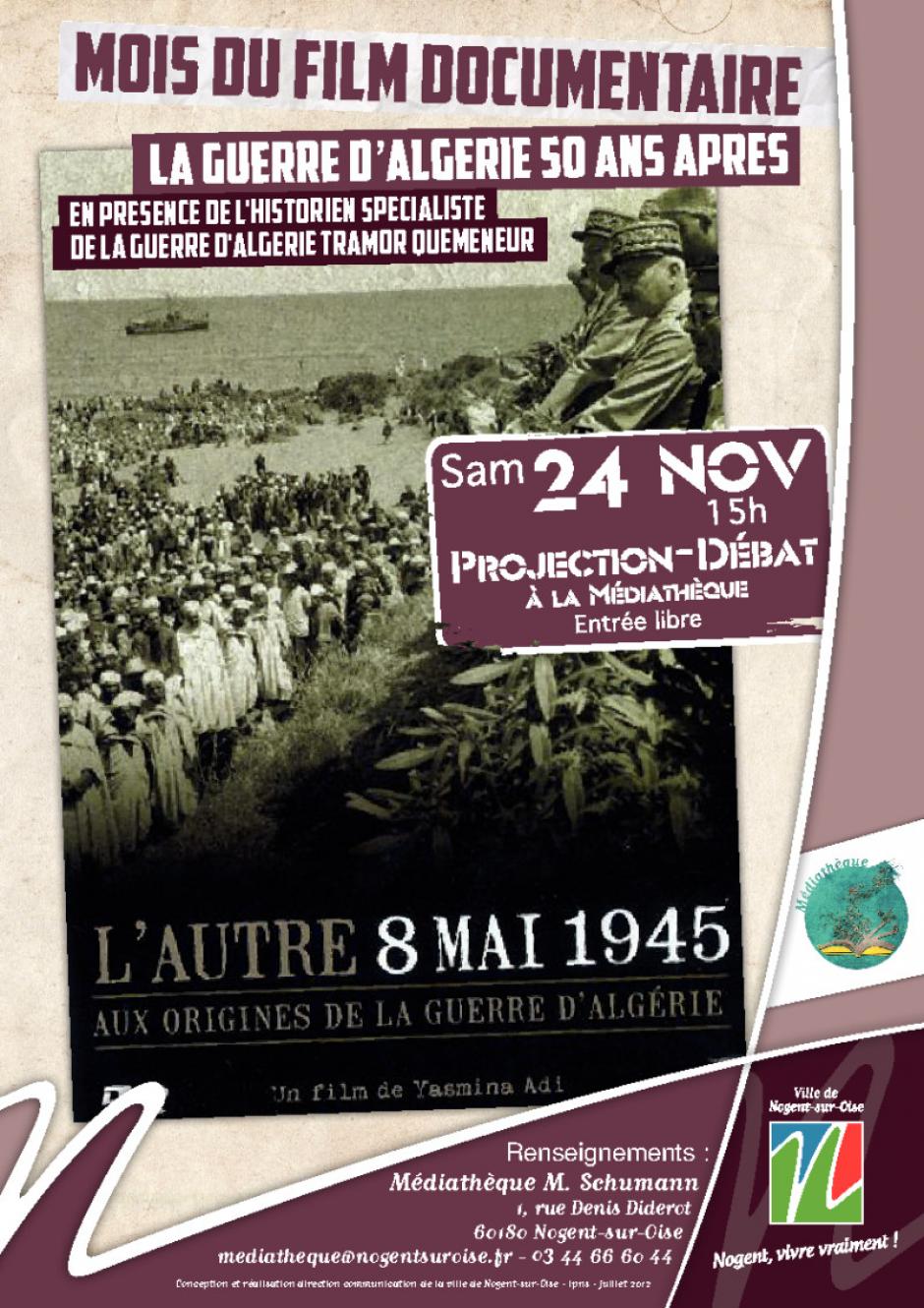 24 novembre, Nogent-sur-Oise - Mois du film documentaire-Projection-débat « L'autre 8 mai 1945 »
