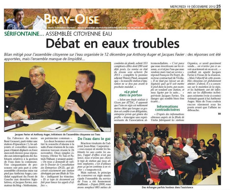 20121219-L'Éclaireur brayon-Sérifontaine, débat en eaux troubles [Assemblée citoyenne]