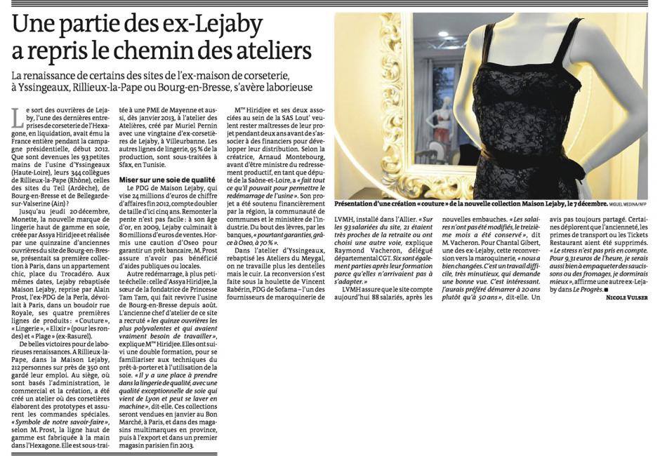 20121220-Le Monde-Une partie des ex-Lejaby a repris le chemin des ateliers