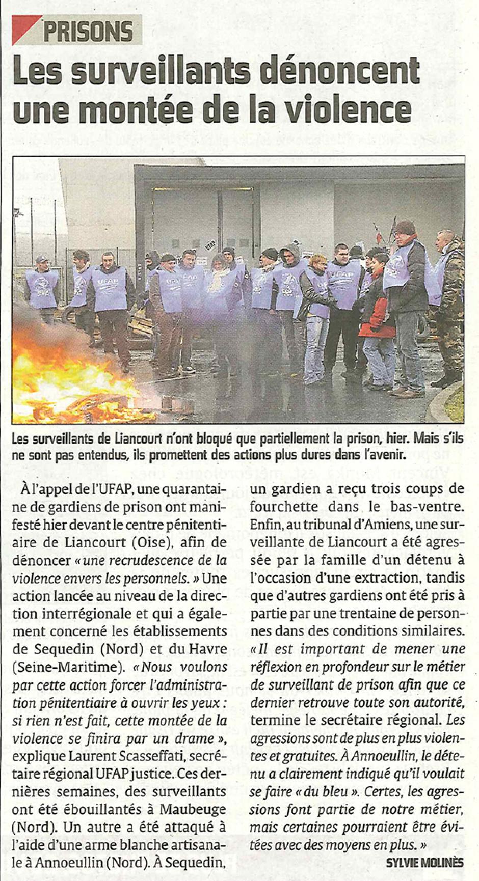 20130215-CP-Liancourt-Les surveillants de la prison dénoncent une montée de la violence