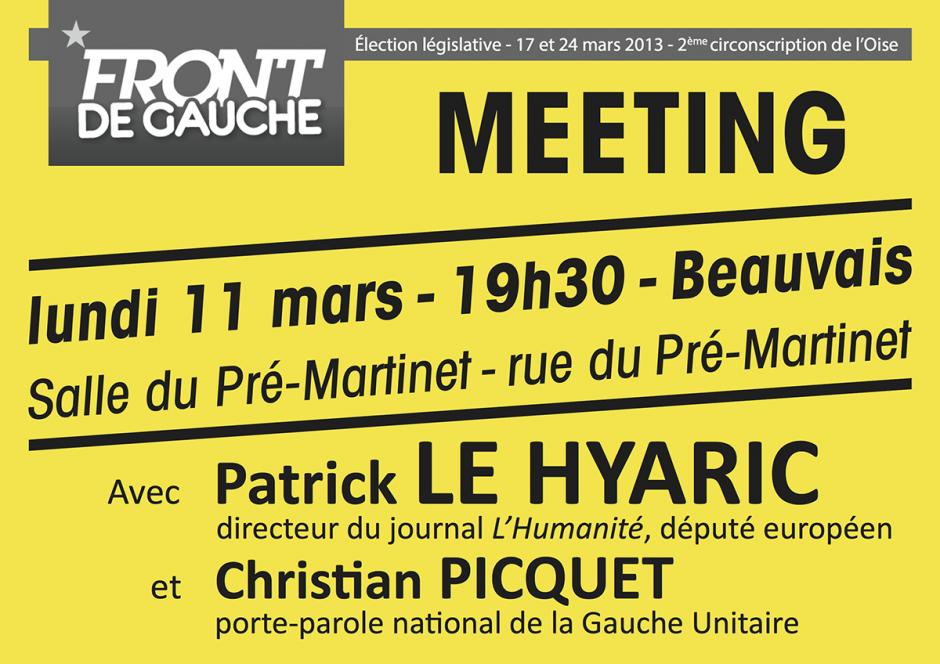 11 mars, Beauvais - Meeting de soutien aux candidats du Front de gauche à Beauvais-Sud