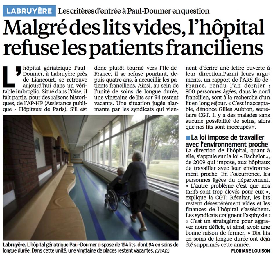 20130806-LeP-Labruyère-Malgré des lits vides, l'hôpital refuse les patients franciliens