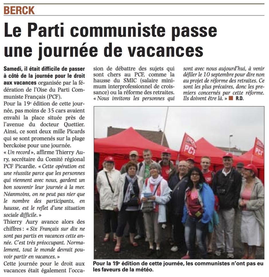 20130826-La Voix du Nord-Berck-Le Parti communiste passe une journée de vacances