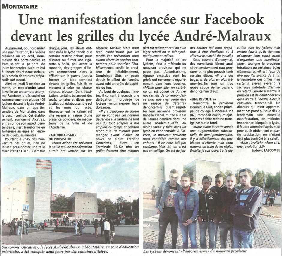 20131009-OH-Montataire-Une manifestation lancée sur Facebook devant les grilles du lycée André-Malraux