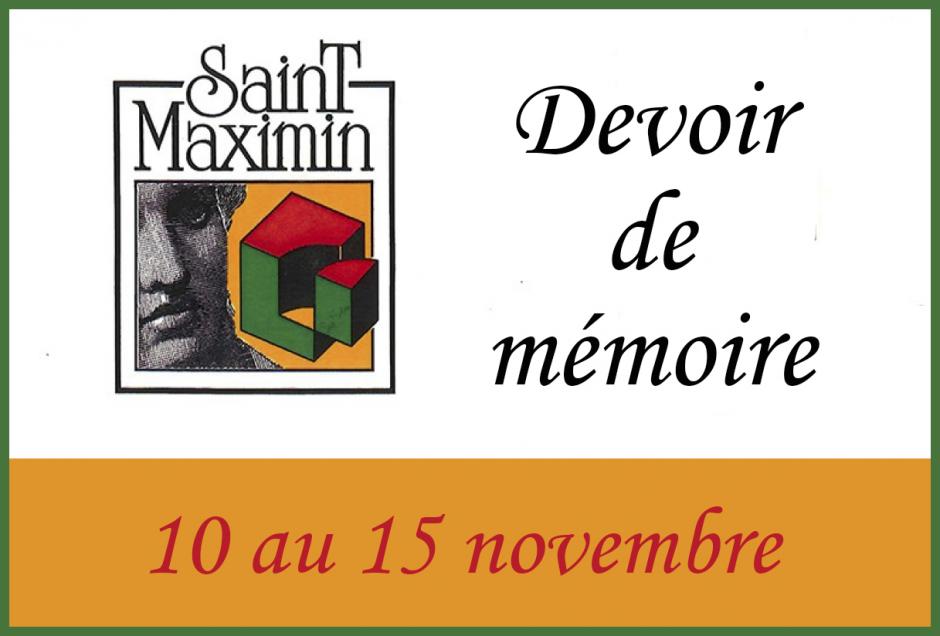Du 10 au 15 novembre, Saint-Maximin - Semaine « Devoir de mémoire »