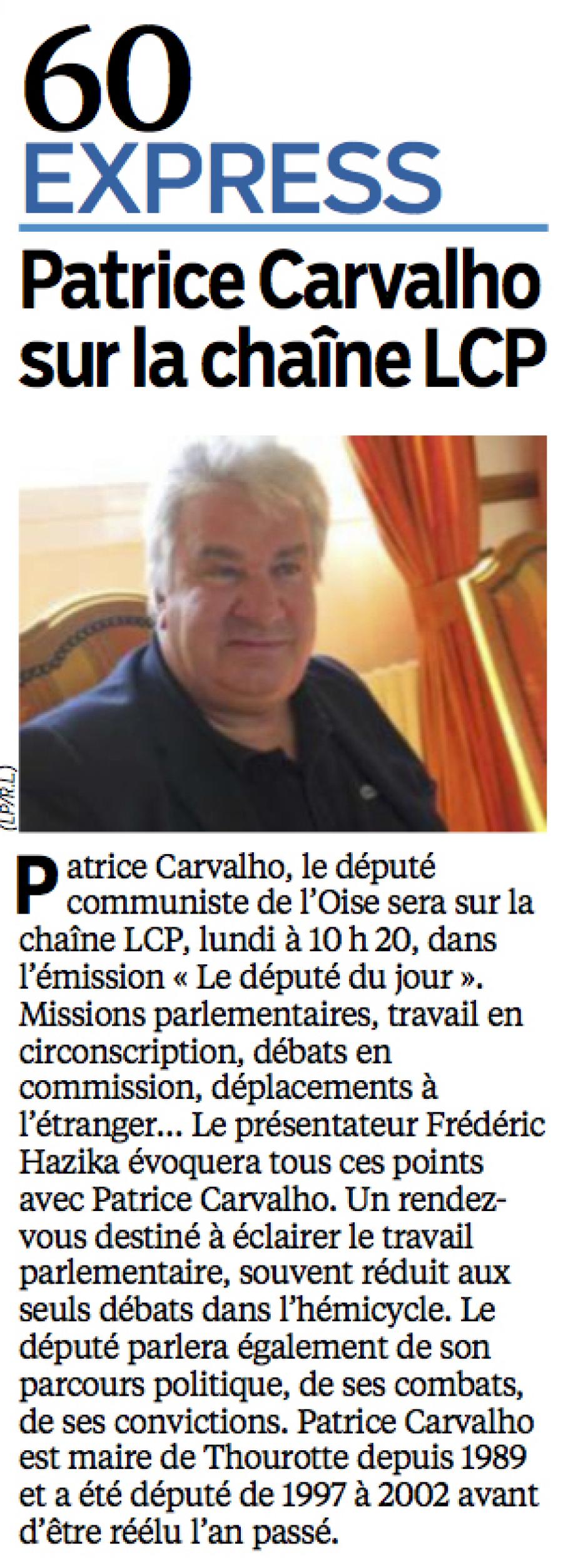 20131207-LeP-Patrice Carvalho sur la chaîne LCP lundi à 10 h 20