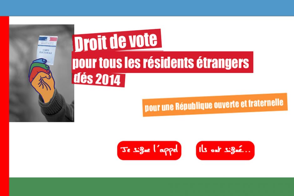 Collectif - Appel pour le droit de vote aux élections locales de tous les résidents étrangers dès 2014