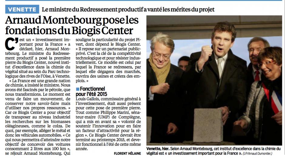20140114-LeP-Venette-Montebourg pause les fondations du Biogis Center [projet Pivert]