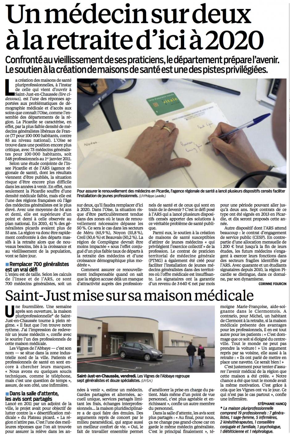 20140204-LeP-Oise-Un médecin sur deux à la retraite d'ici 2020-La maison médicale de Saint-Just-en-Chaussée