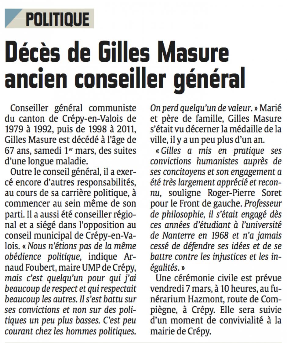 20140303-CP-Crépy-en-Valois-Décès de Gilles Masure, ancien conseiller général