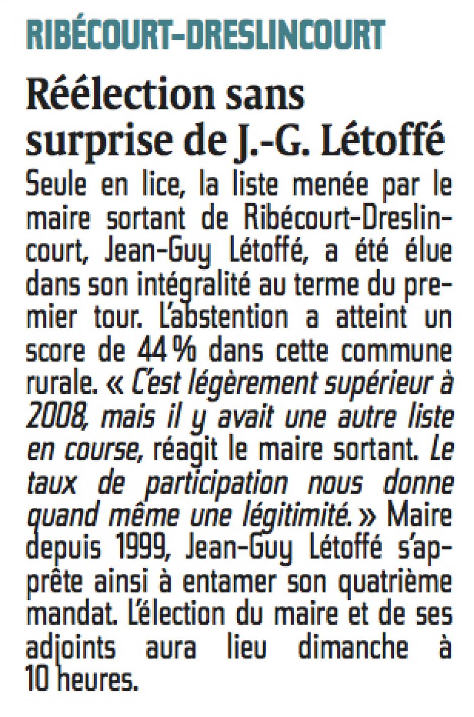 20140325-CP-Ribécourt-Dreslincourt-M2014-Réélection sans surprise de Jean-Guy Létoffé